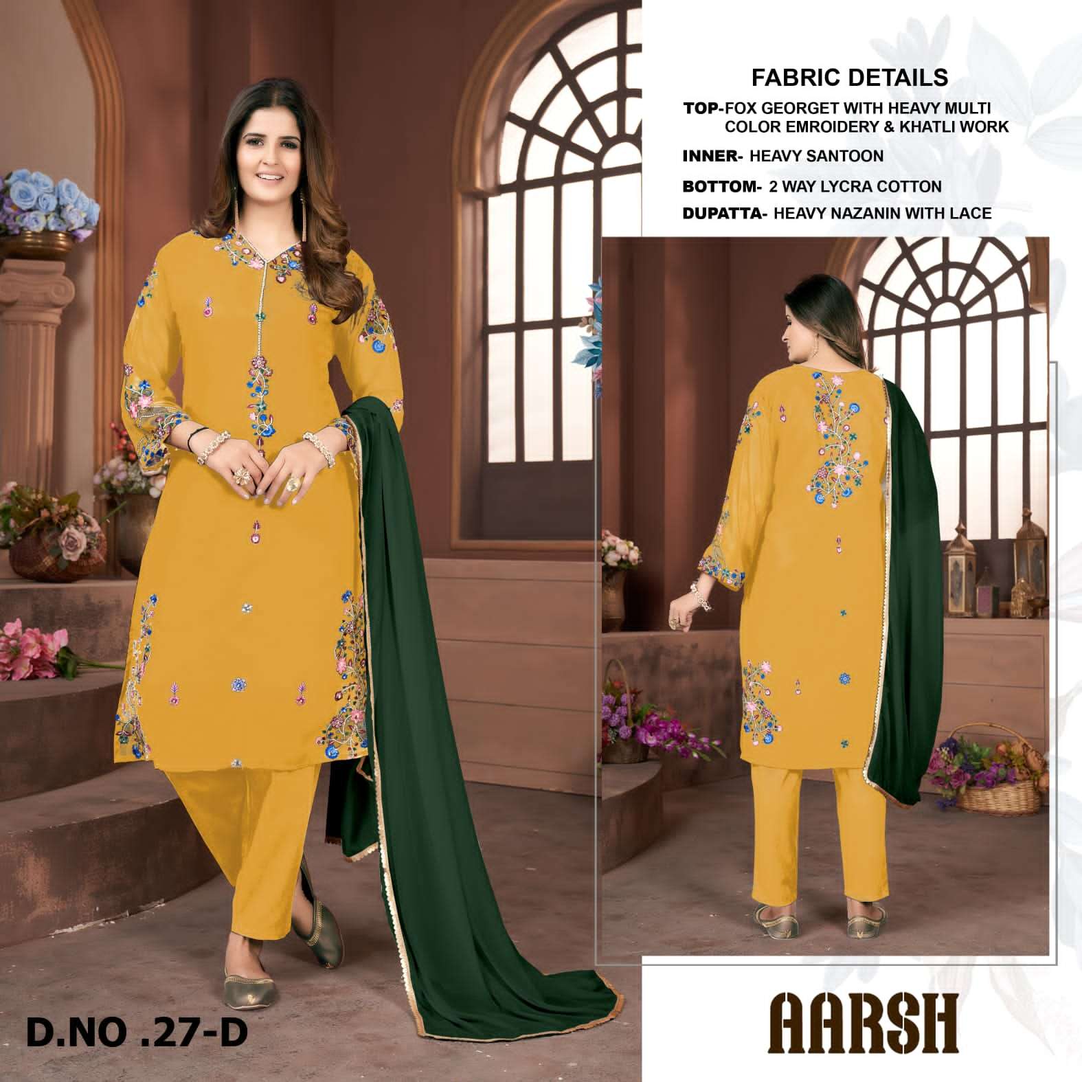 Aarsh 27 Colours By Fashid Wholesale 27-A To 27-E Series Beautiful Stylish Pakistani Suits Fancy Colorful Casual Wear & Ethnic Wear & Ready To Wear Heavy Georgette Embroidery Dresses At Wholesale Price